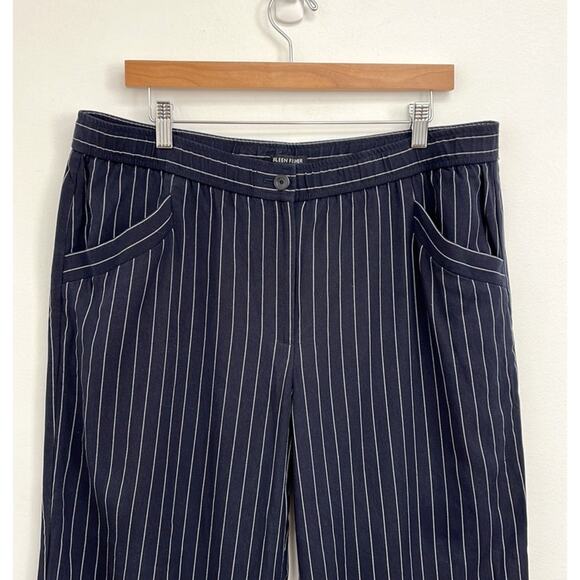 Eileen Fisher Cropped Wide Leg Tencel Pants Elastic Waist Lightweight - Large - Picture 4 of 14